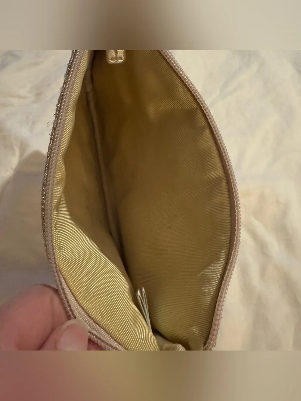 Lilly Pulitzer Metallic Silver & Gold Shimmer Cosmetic Pouch Zip Clutch